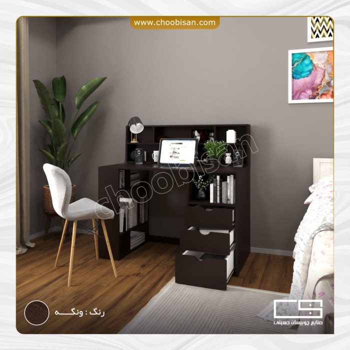 میز تحریر طاقچه دوبل 3 کشو