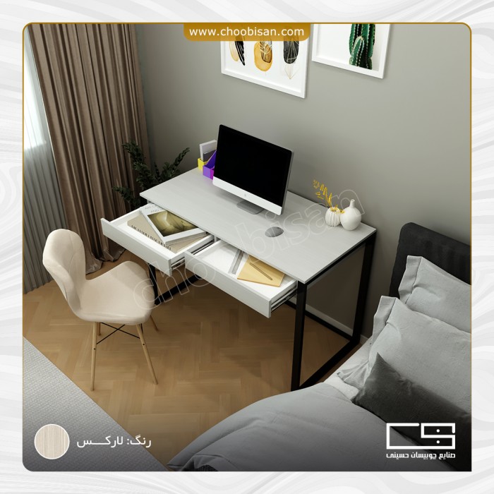 میز تحریر پایه آهنی دوکشو