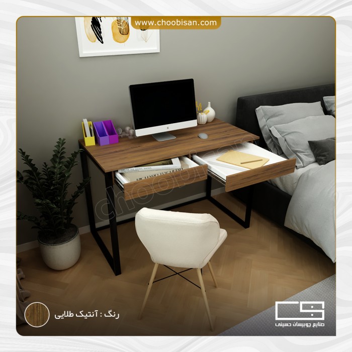 میز تحریر پایه آهنی دوکشو