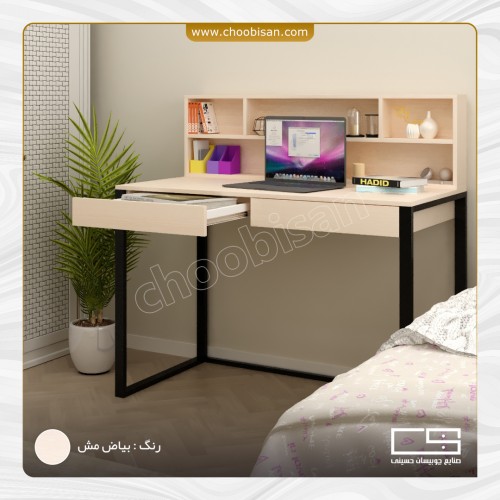 میزتحریر طاقچه دوبل کشودار پایه آهنی