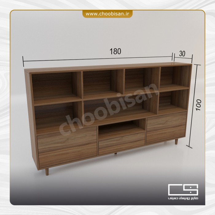 کتابخانه 2 باکس دار تک کشو
