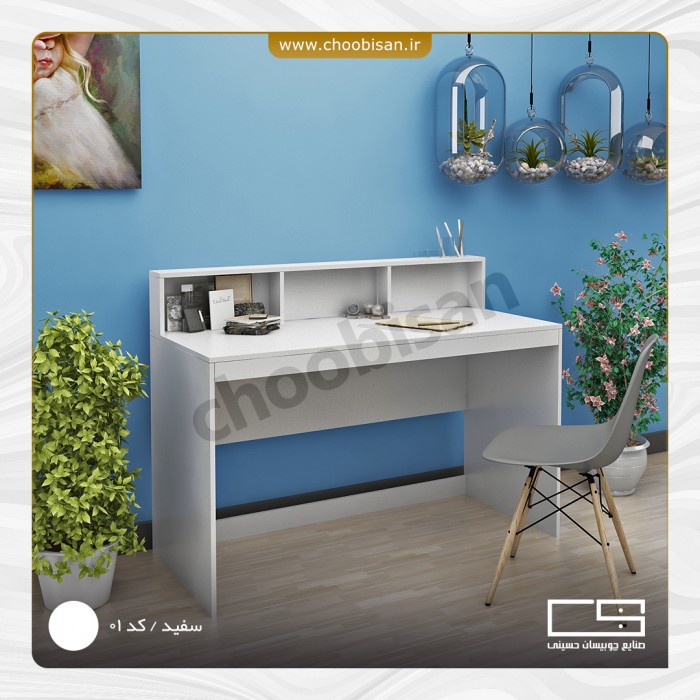 میز تحریر MDF ساده تک طاقچه